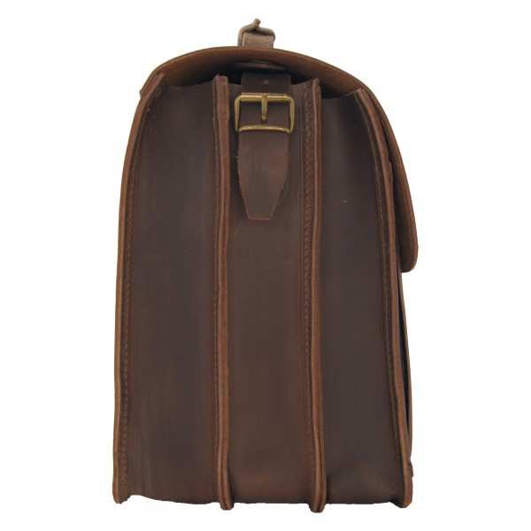 3-Fächer Schultasche 42 cm groß Leder braun 3-Fächer Schultasche 42 cm groß Leder braun