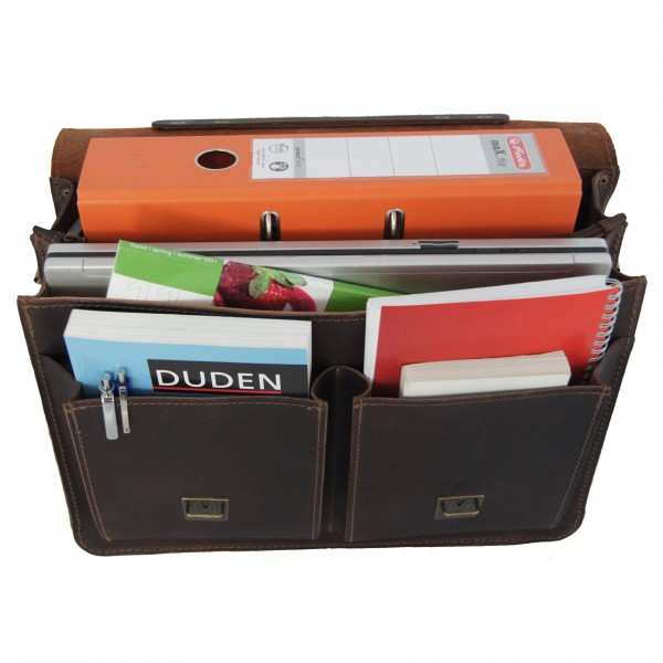 2-Fächer Schultasche 40 cm aus Leder 2-Fächer Schultasche 40 cm aus Leder