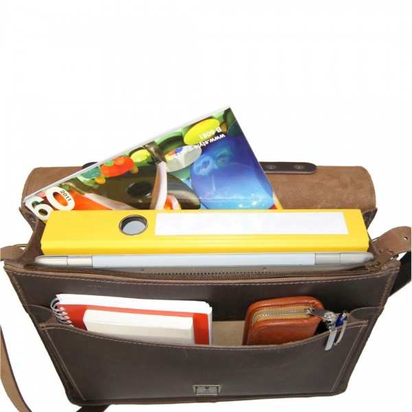 Brown leather briefcase LEIBNIZ Brown leather briefcase LEIBNIZ