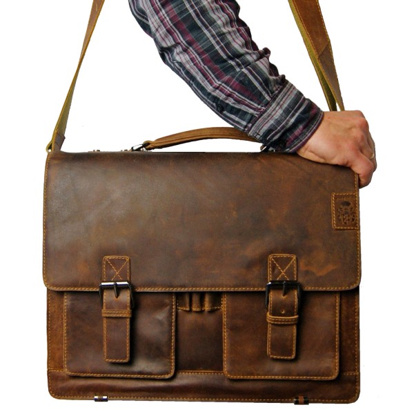 Große Aktentasche HEDIN aus Weideland-Leder - 2.Wahl Große Aktentasche HEDIN aus Weideland-Leder - 2.Wahl