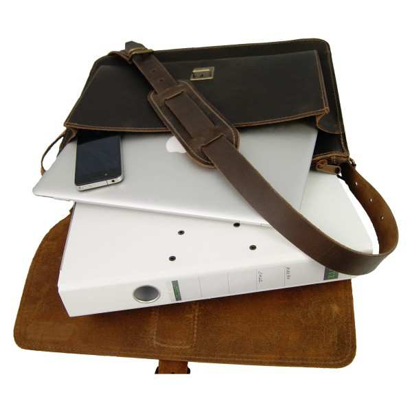 Laptop bag Leibniz brown leather Laptop bag Leibniz brown leather