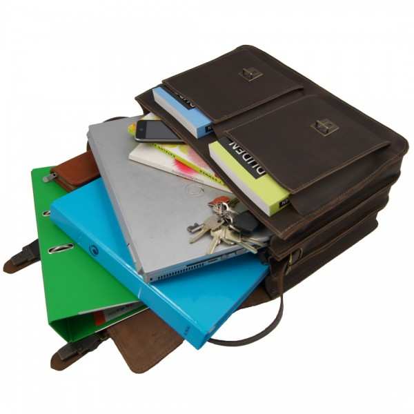 Brown organic leather laptop bag DA VINCI 1.0 Brown organic leather laptop bag DA VINCI 1.0