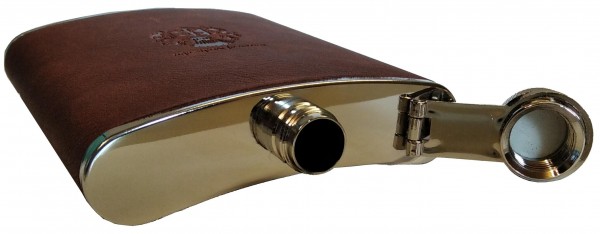 Hip flask AMUNDSEN of brown leather and stainless steel Hip flask AMUNDSEN of brown leather and stainless steel