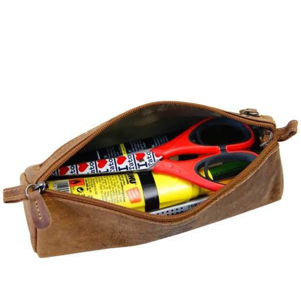 Brown pencil case DEMOCRITUS of leather Brown pencil case DEMOCRITUS of leather