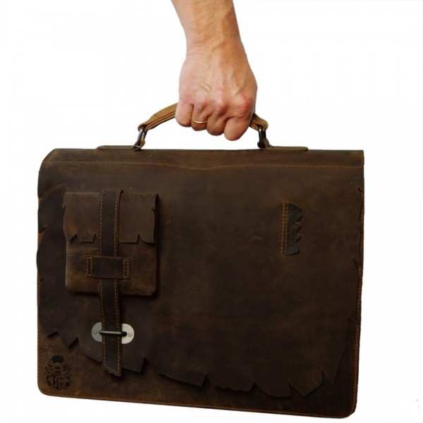 Leather laptop bag SHATTERHAND in brown Leather laptop bag SHATTERHAND in brown
