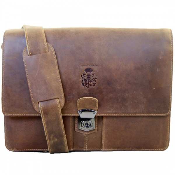 Thick college case SCHILLER of brown leather Thick college case SCHILLER of brown leather