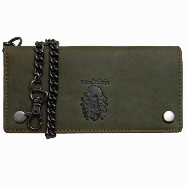 Long chain wallet BETTENCOURT of olive-brown leather Long chain wallet BETTENCOURT of olive-brown leather