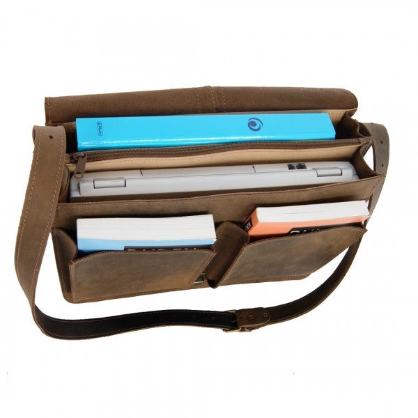 Umhängetasche Leder braun zwei Fächer 386-26 Umhängetasche Leder braun zwei Fächer 386-26